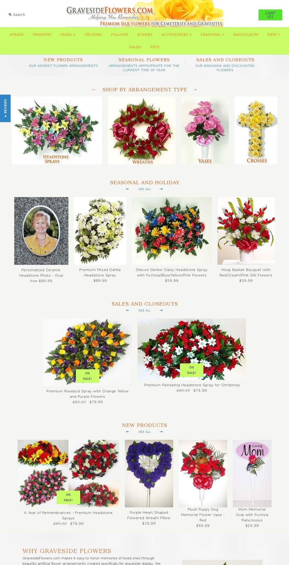 gravesideflowers.myshopify.com shopify website screenshot