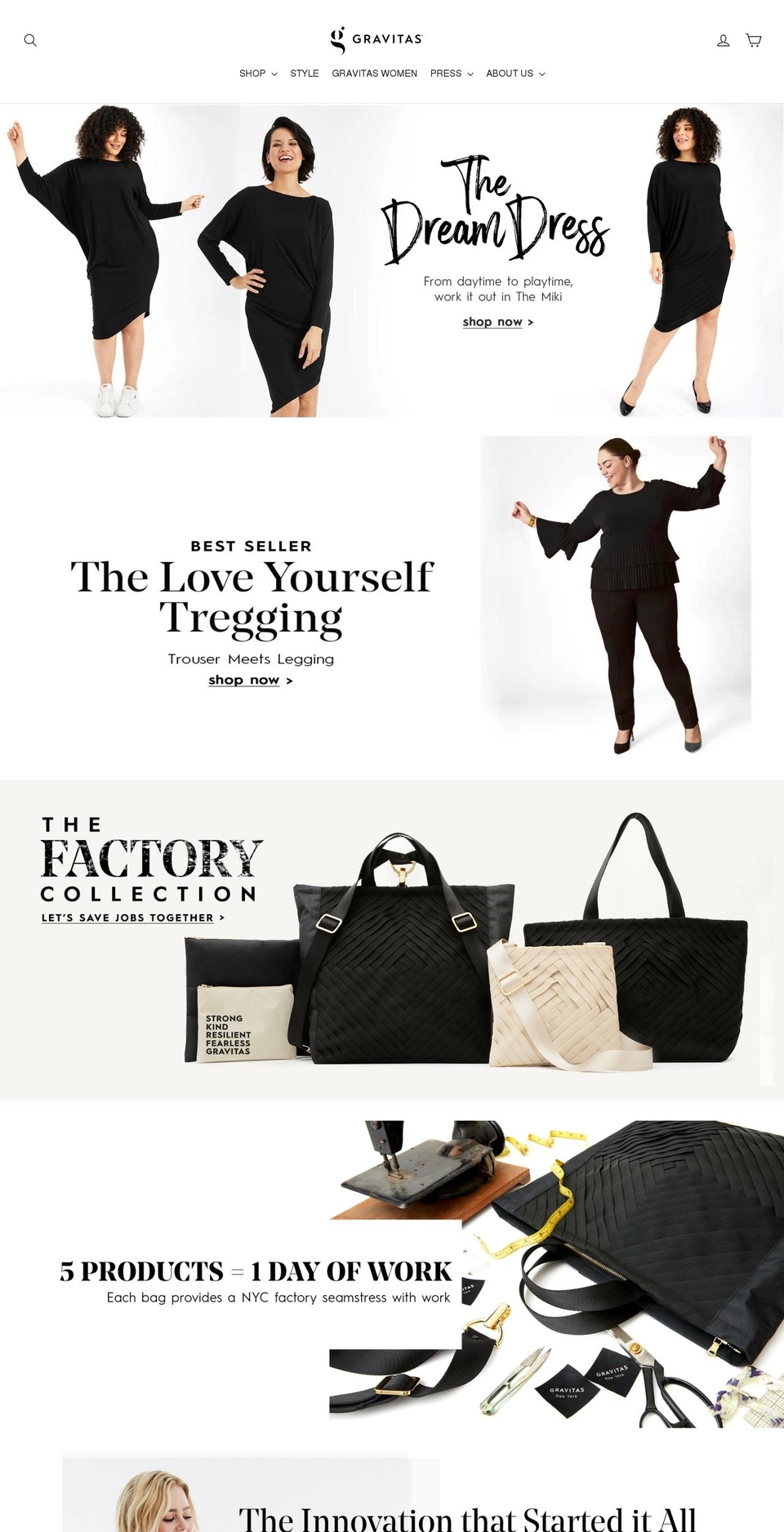 gravitas-ny.com — Shopify storefront screenshot