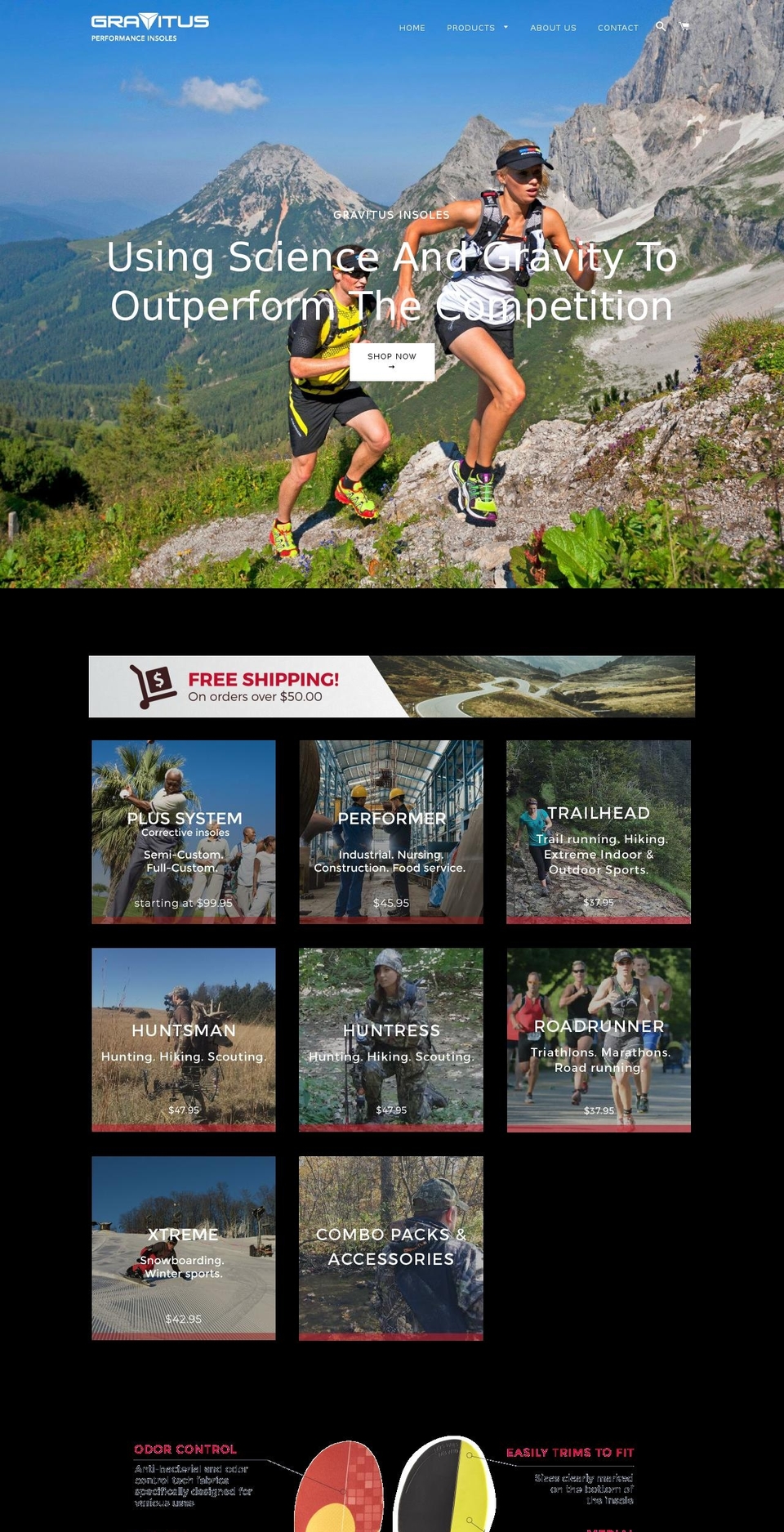 gravitusinsoles.com shopify website screenshot