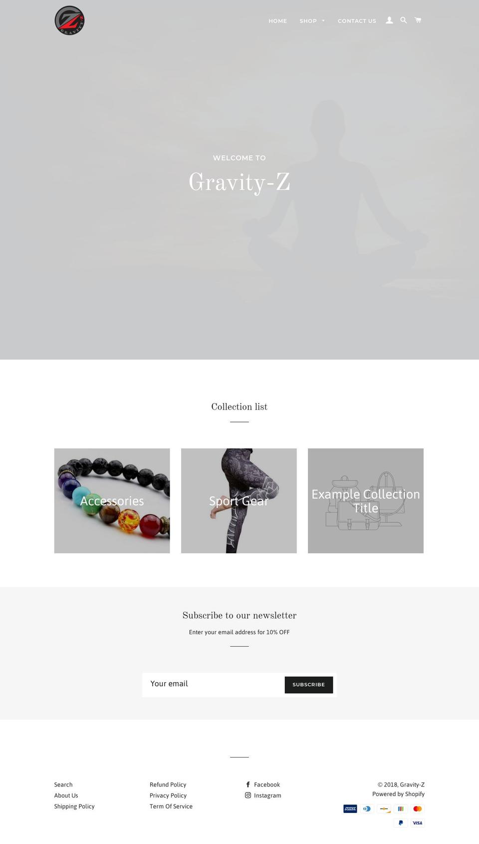 gravity-z.com — Shopify storefront screenshot