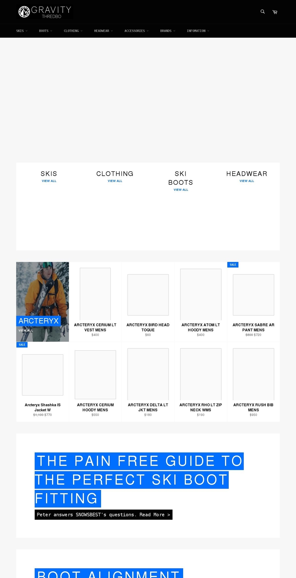 gravity.ski shopify website screenshot