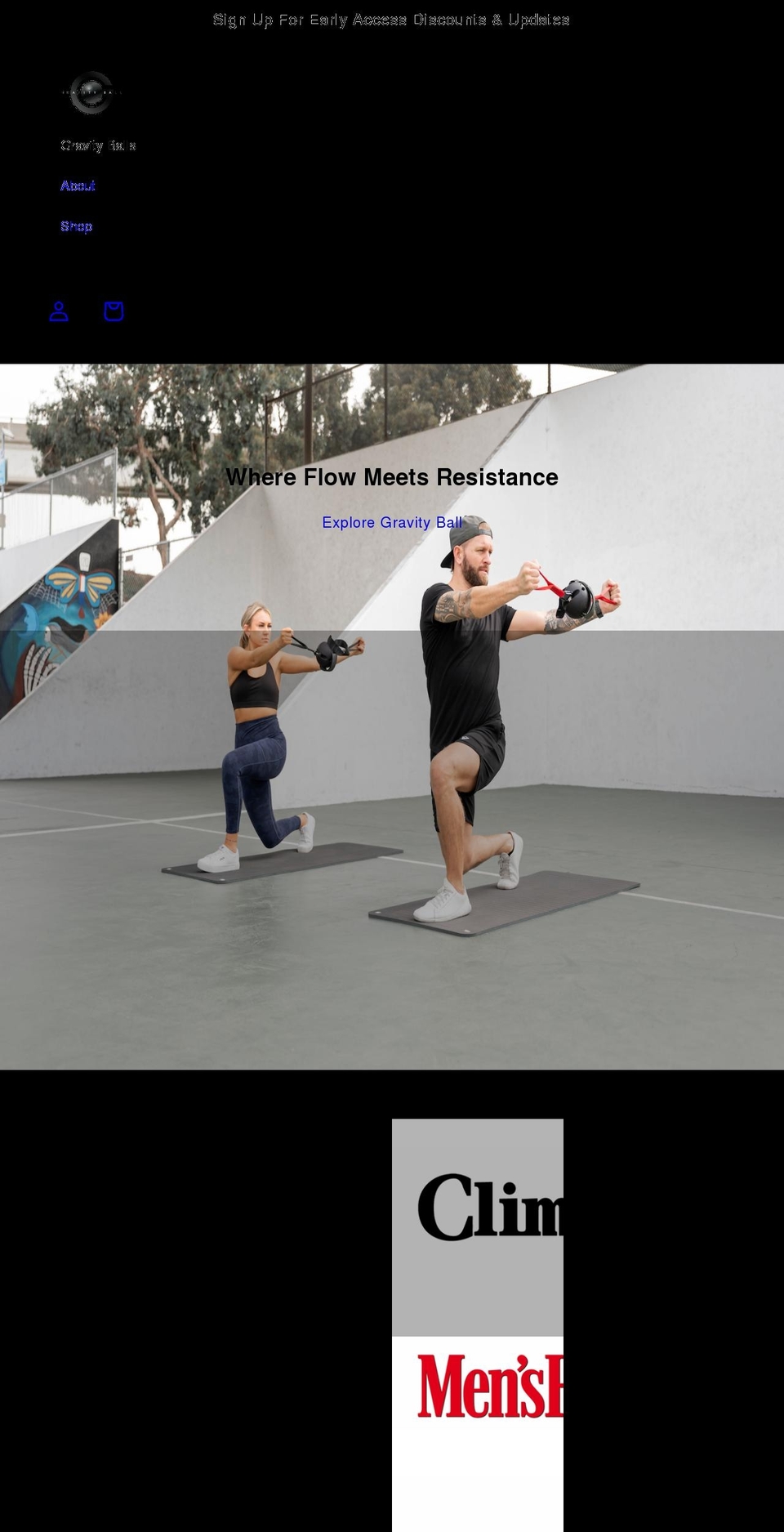 gravityball.com shopify website screenshot