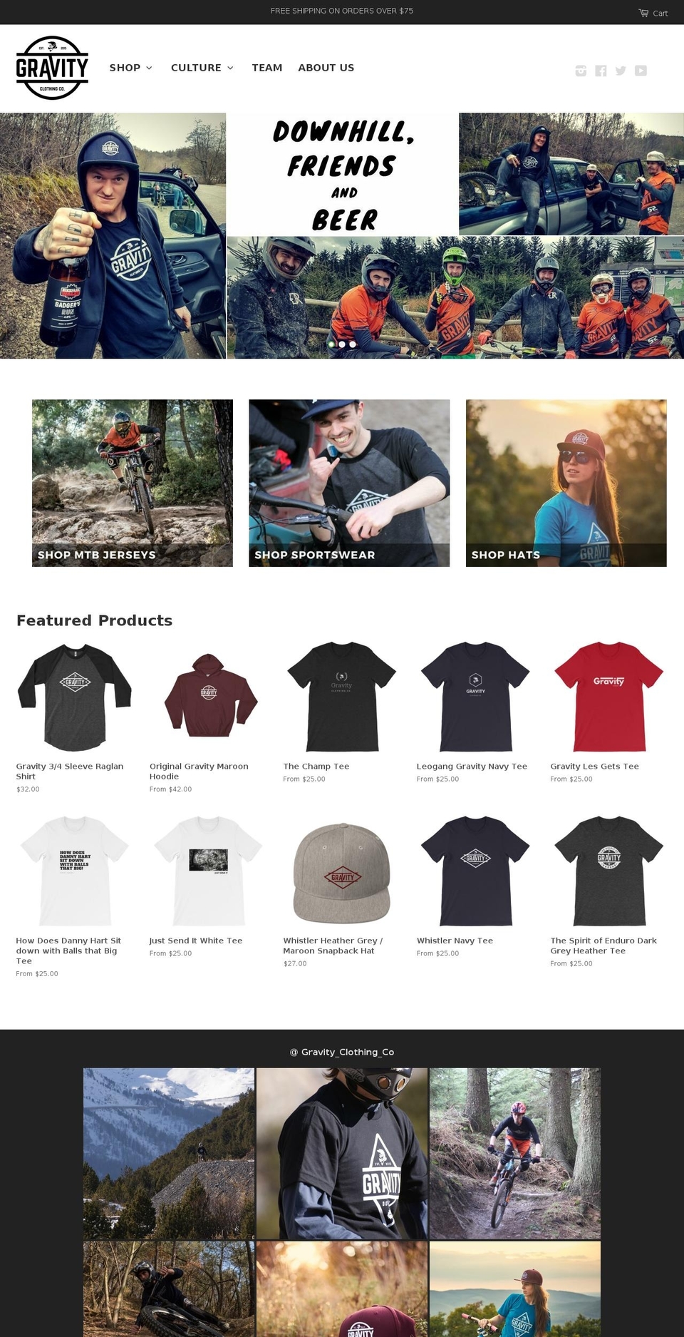 gravityclothingco.com shopify website screenshot