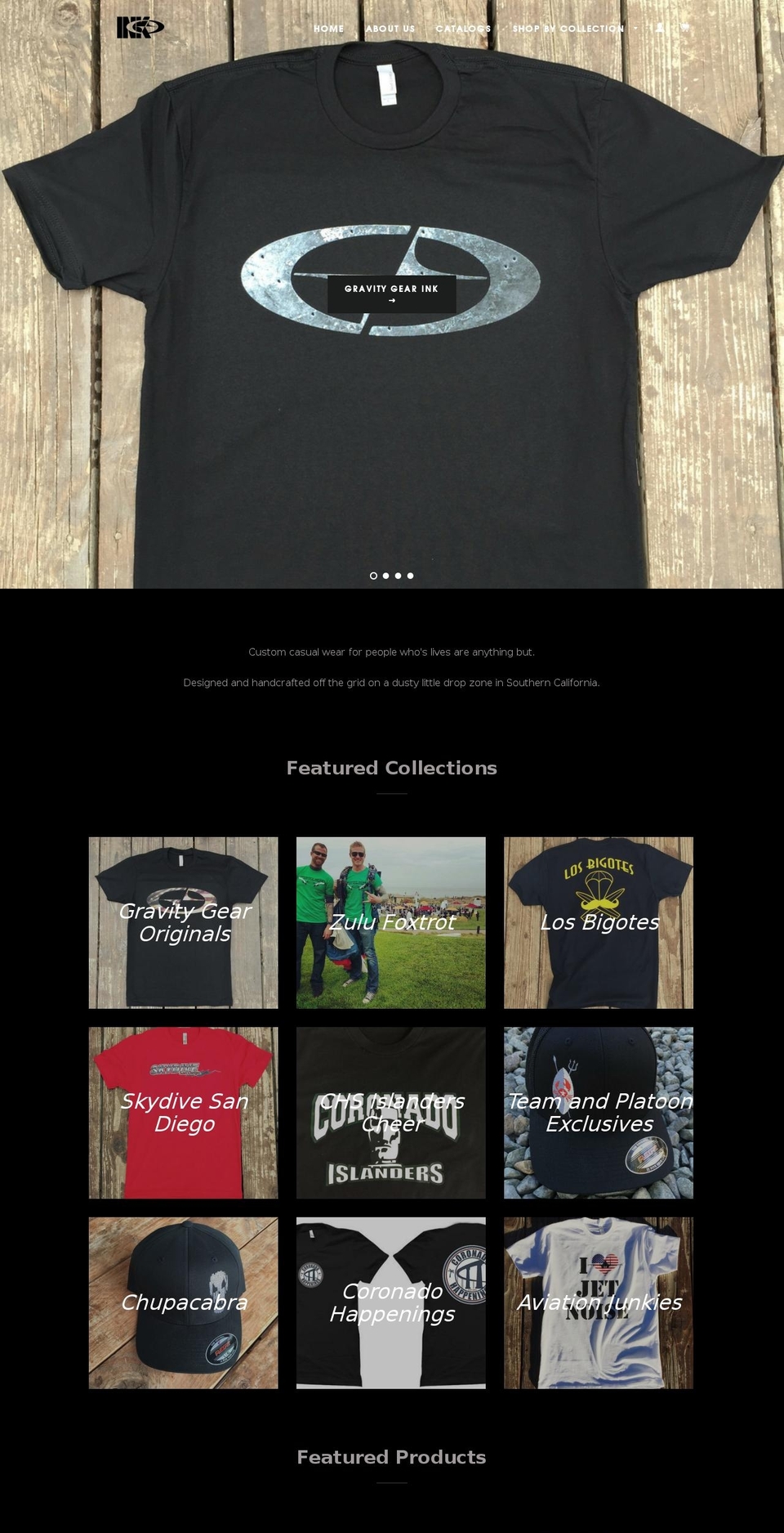 gravitygearink.com shopify website screenshot