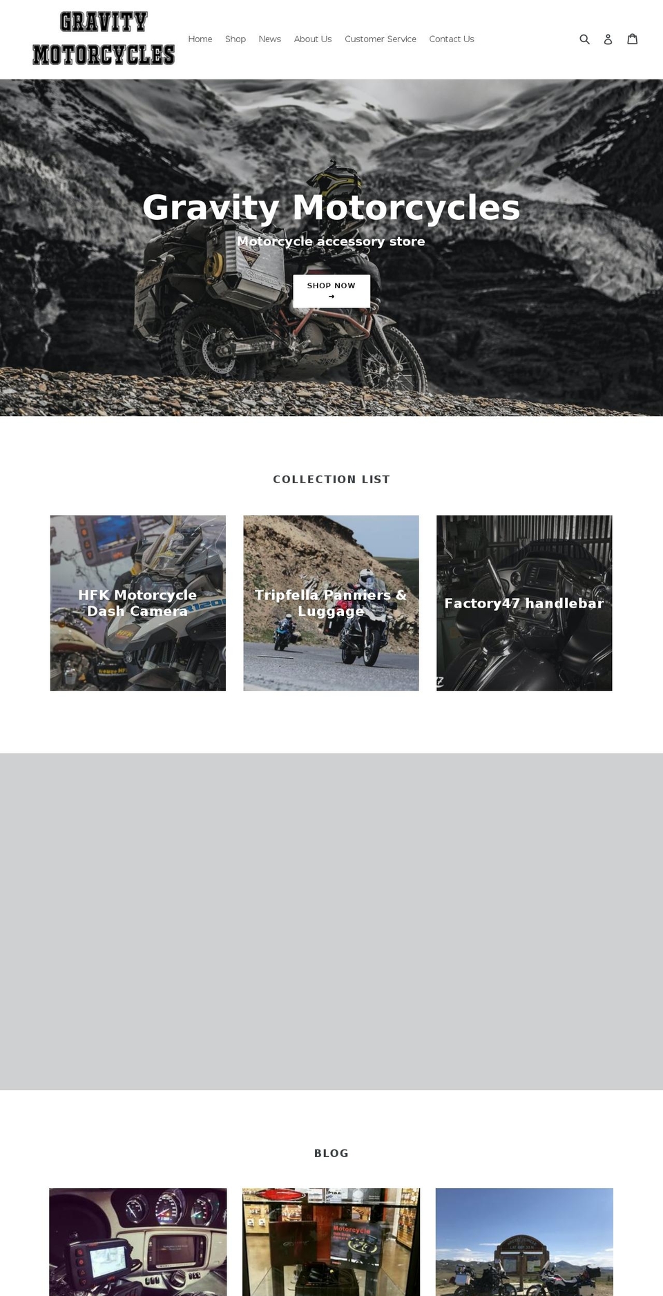 gravitymotorcycles.com — Shopify storefront screenshot