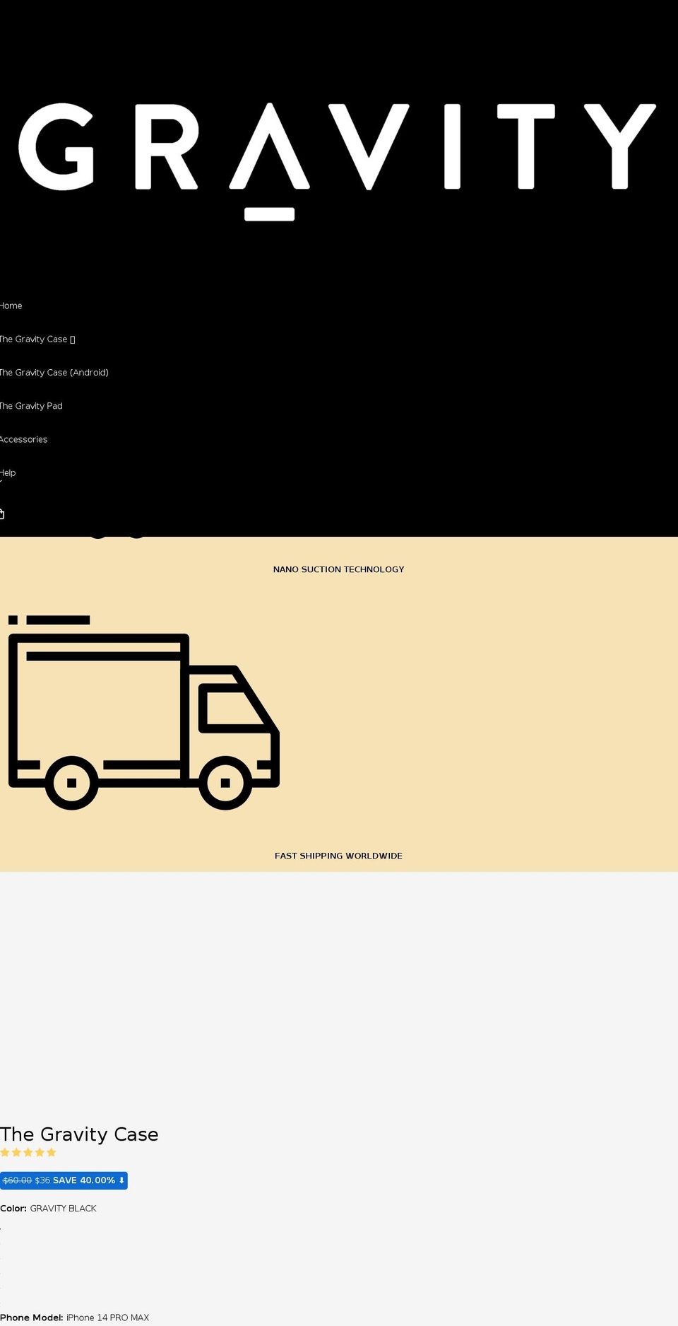 gravityphonecase.com shopify website screenshot
