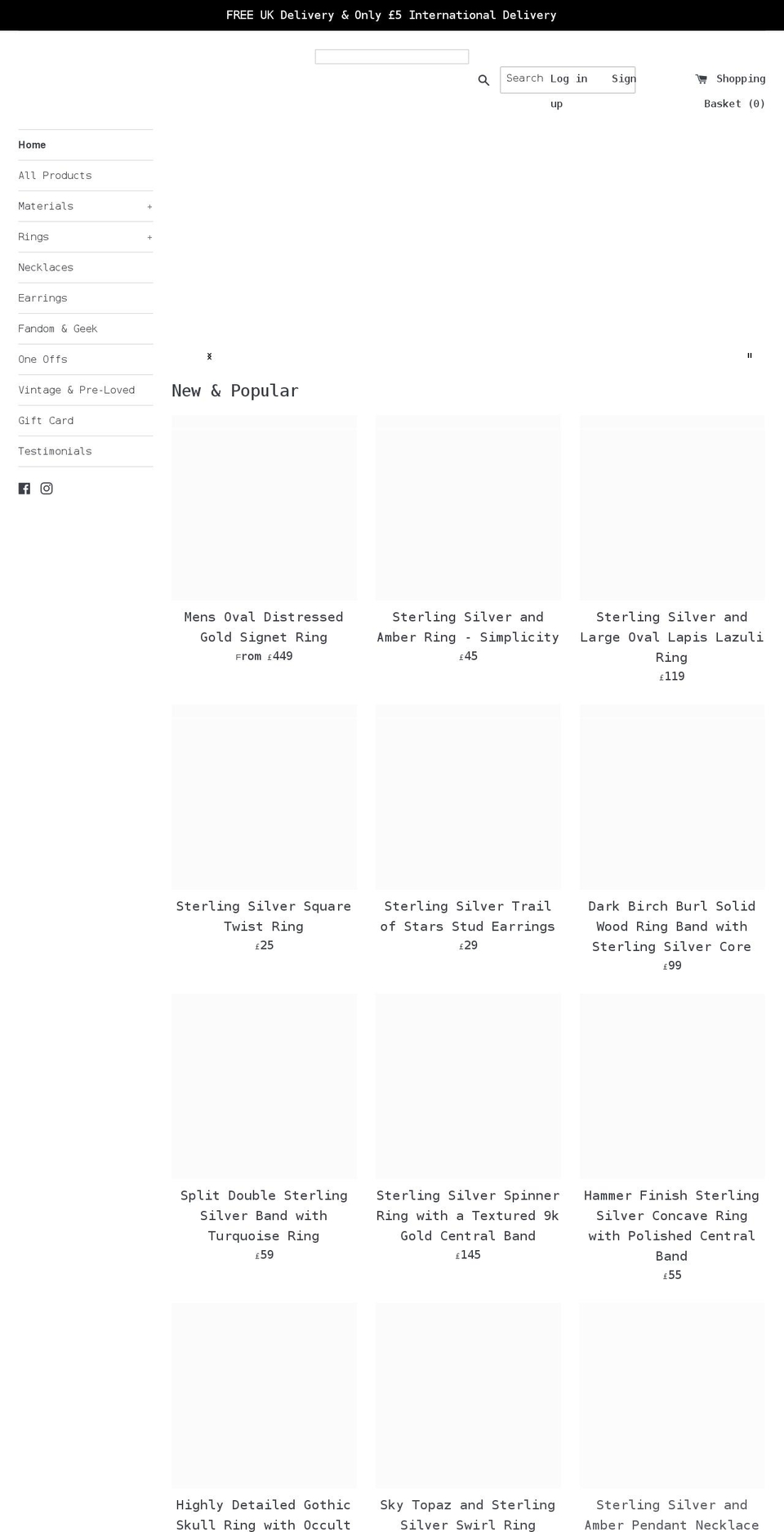 gravitysilverjewellery.com shopify website screenshot