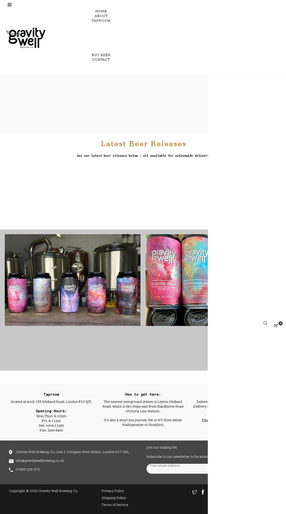 gravitywellbrewing.co.uk shopify website screenshot