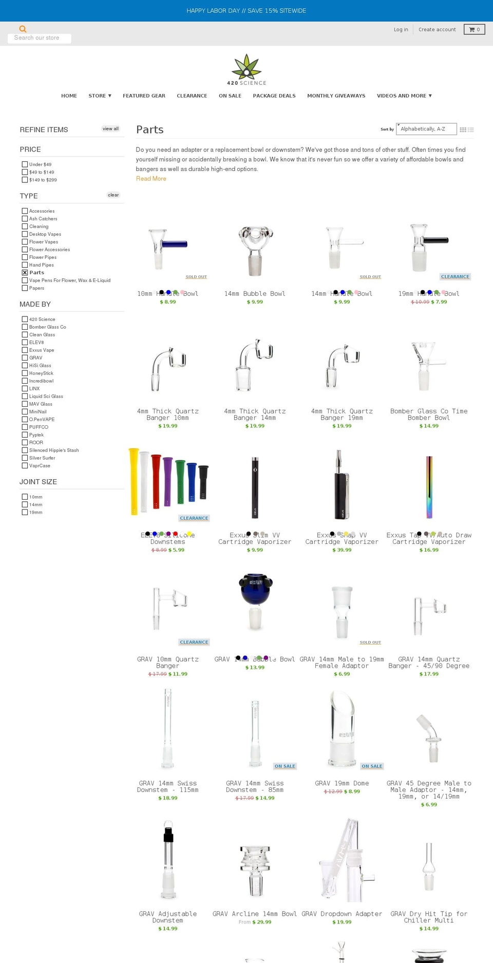 gravparts.com — Shopify storefront screenshot