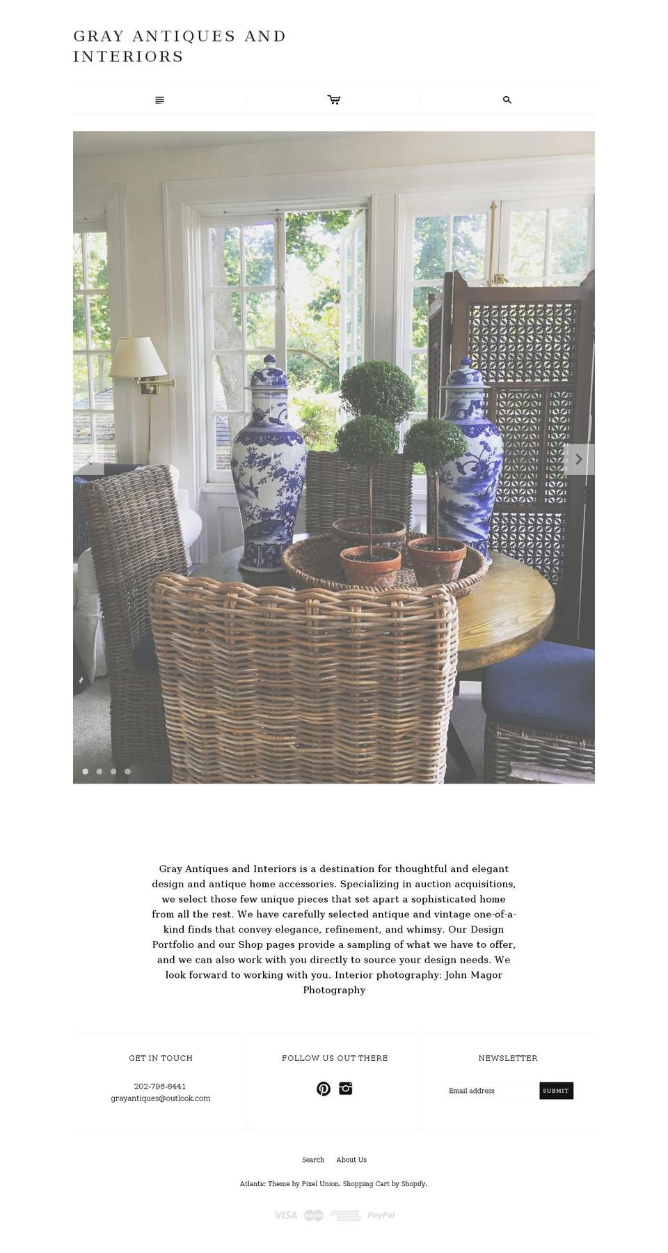 grayantiques.com shopify website screenshot