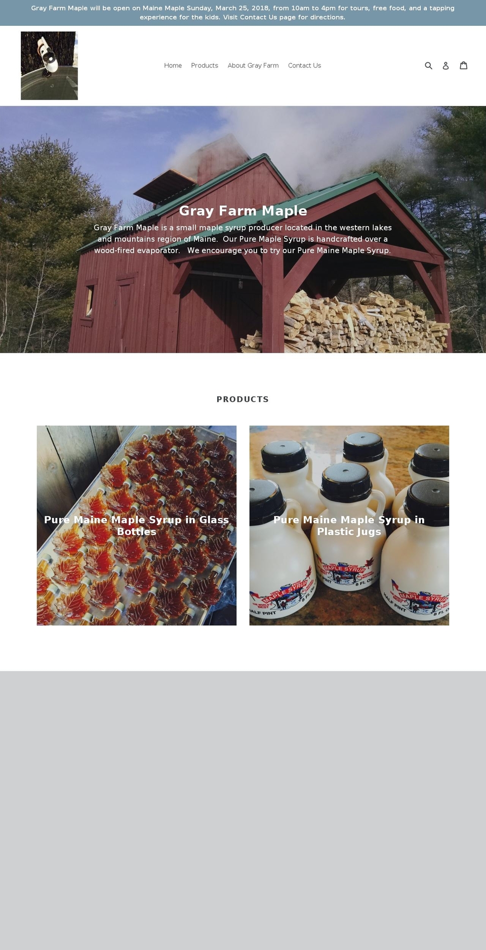 grayfarmmaple.com shopify website screenshot