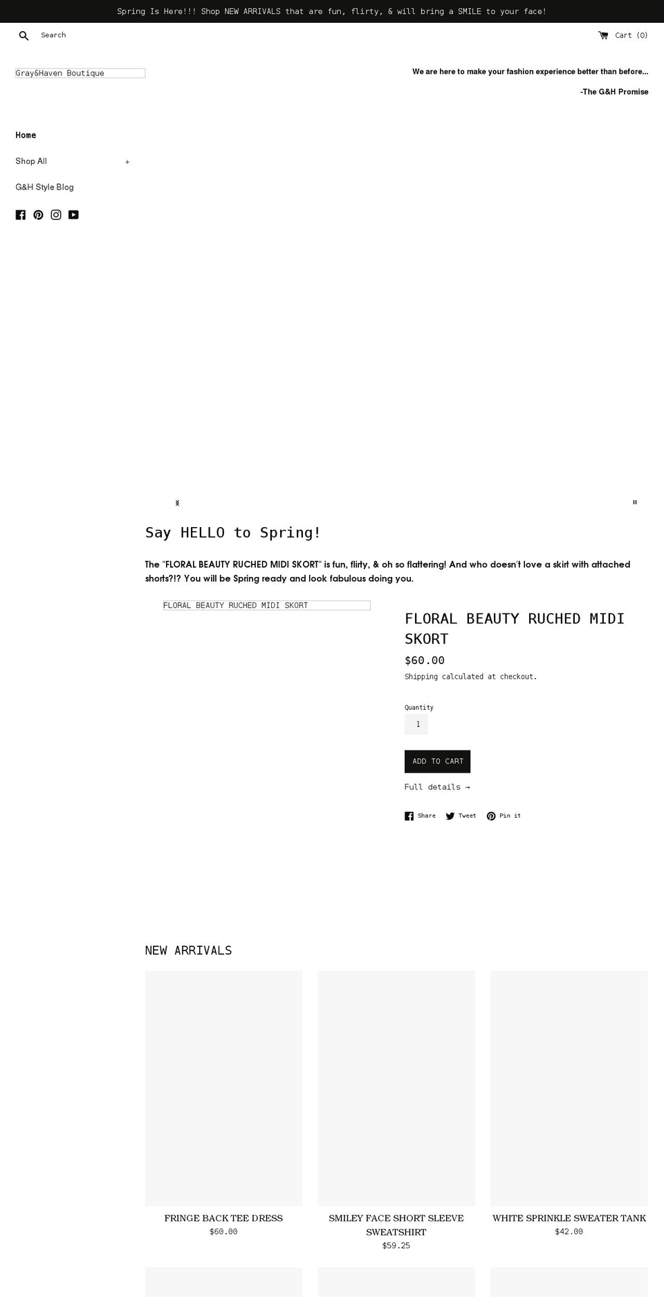 grayhavenboutique.com shopify website screenshot