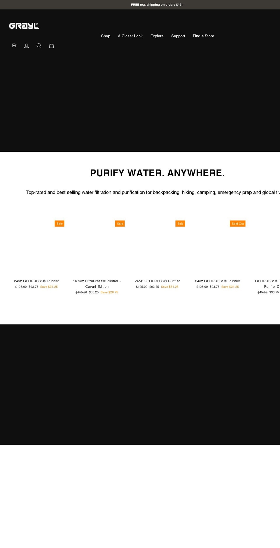 grayl.ca shopify website screenshot