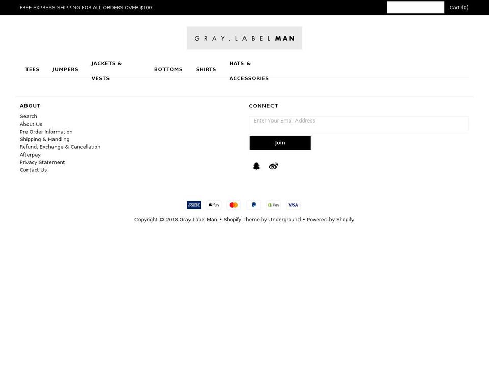 graylabelman.com — Shopify storefront screenshot