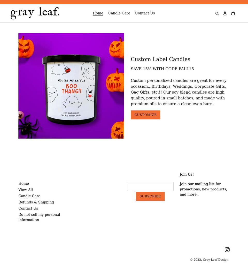 grayleafdesign.com shopify website screenshot
