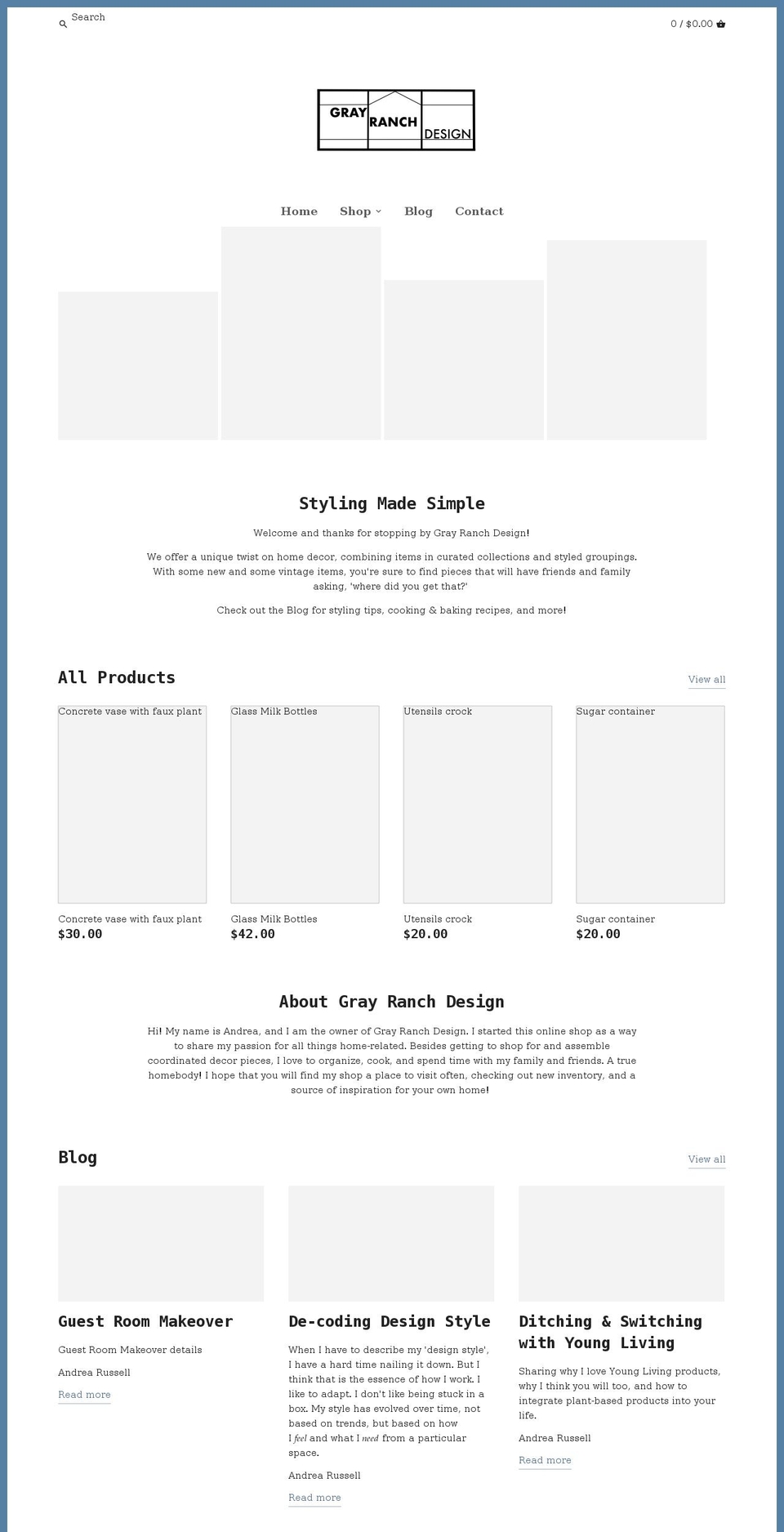 grayranchdesign.com shopify website screenshot