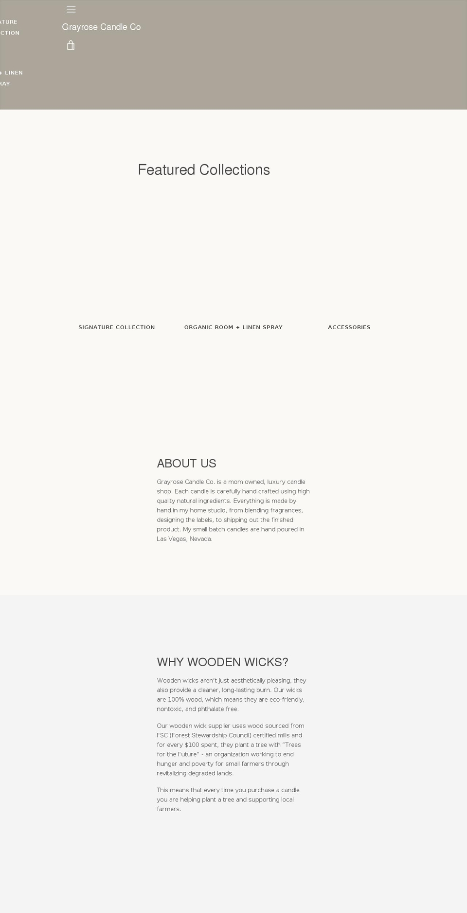 grayrosecandleco.com shopify website screenshot