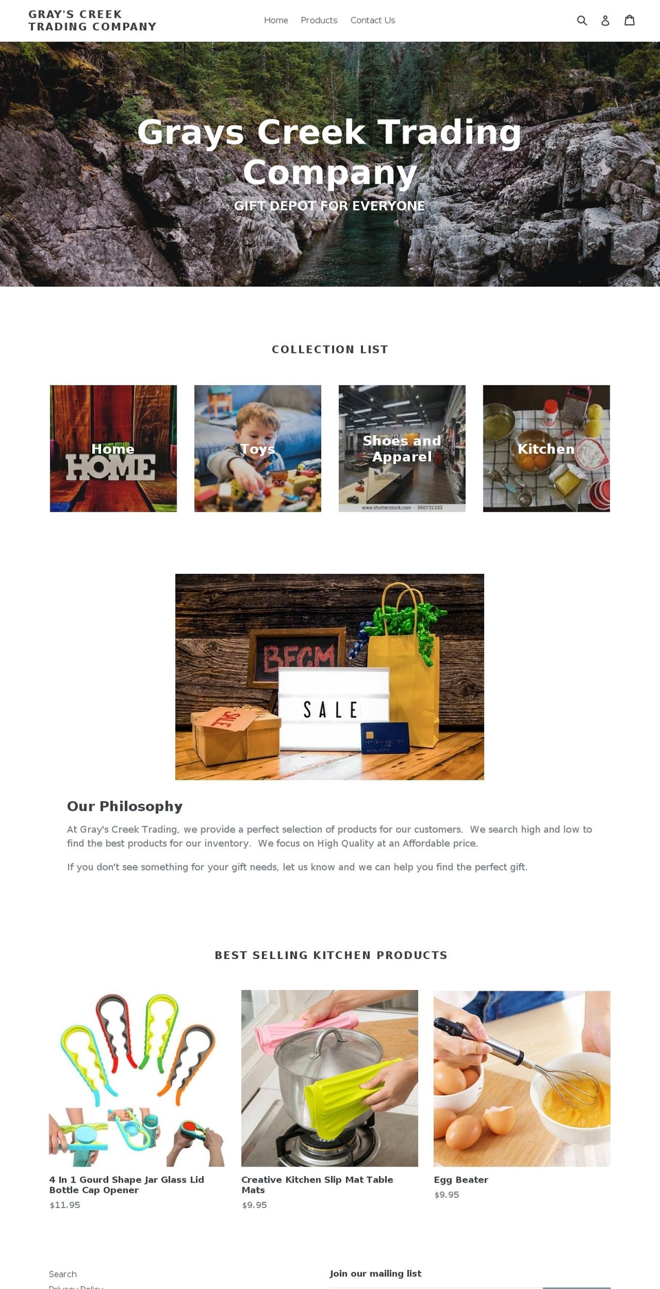 grayscreektradingcompany.com — Shopify storefront screenshot