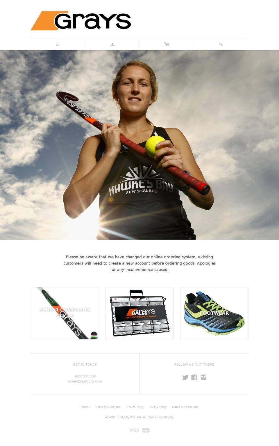 grayshockey.co.nz shopify website screenshot