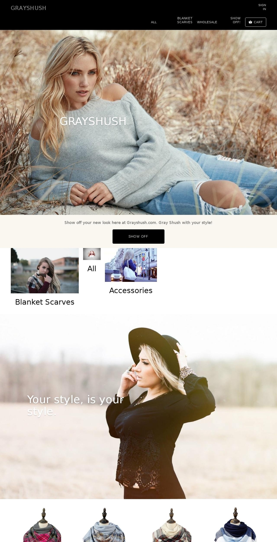 grayshush.com shopify website screenshot