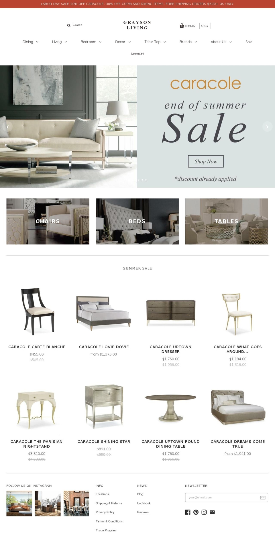 graysonliving.com — Shopify storefront screenshot