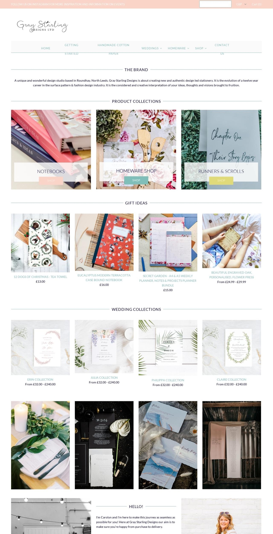 graystarling.com shopify website screenshot