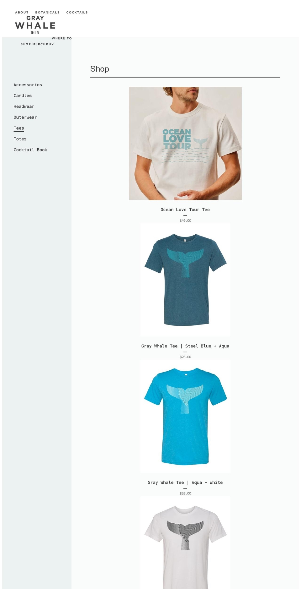 graywhaleginshop.com shopify website screenshot