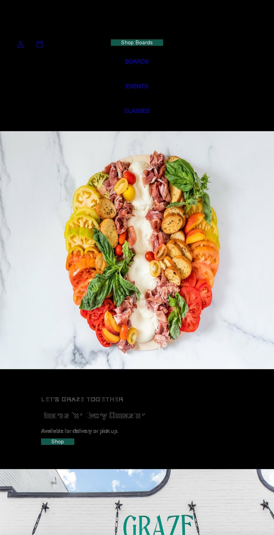 grazehtx.com shopify website screenshot