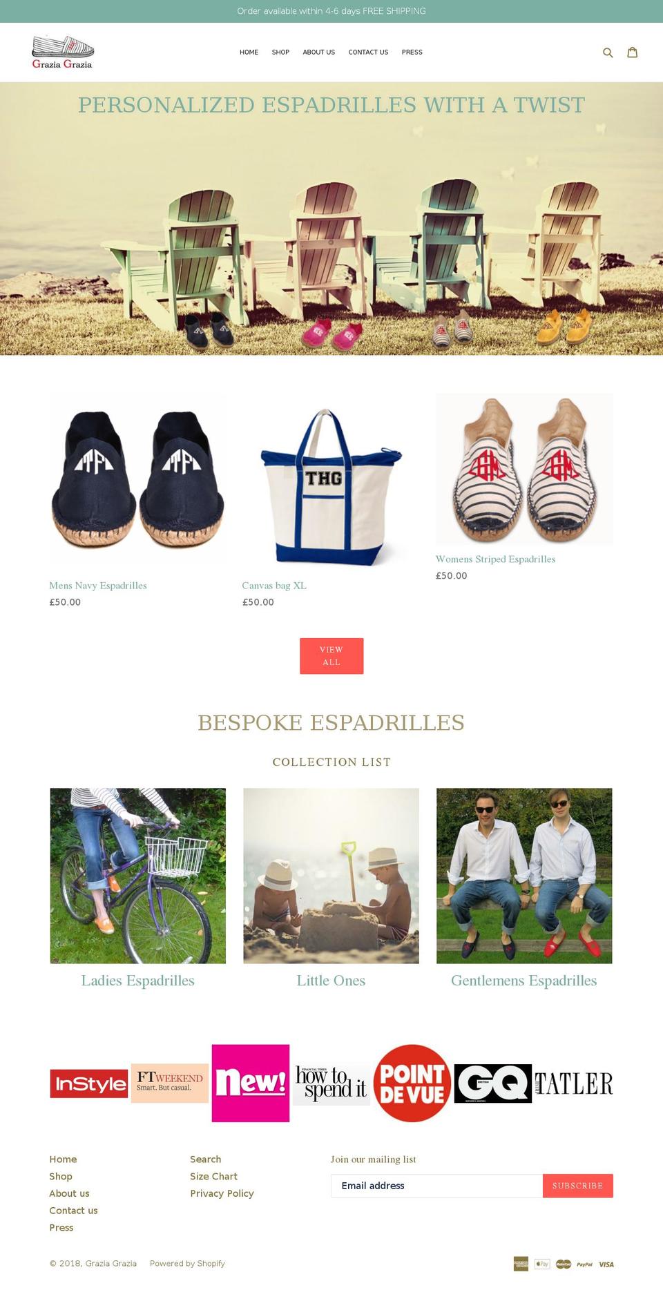 graziagrazia.com — Shopify storefront screenshot
