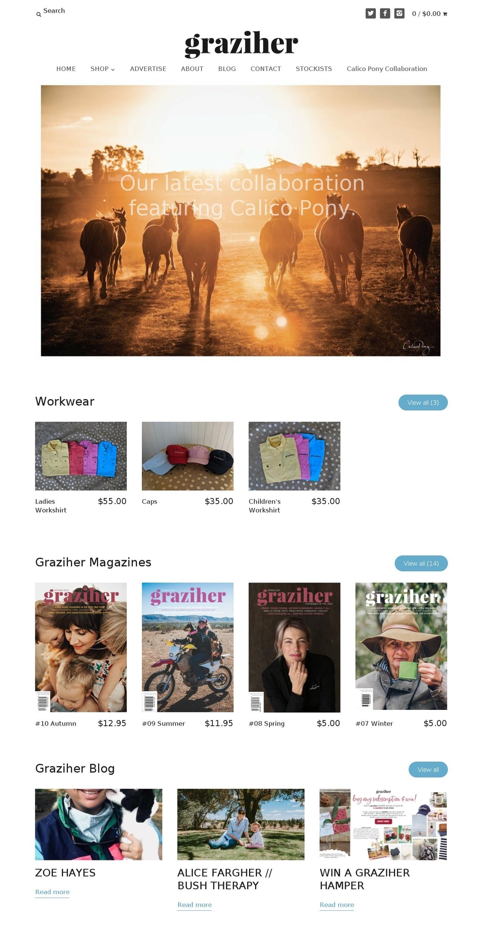 graziher.com.au shopify website screenshot