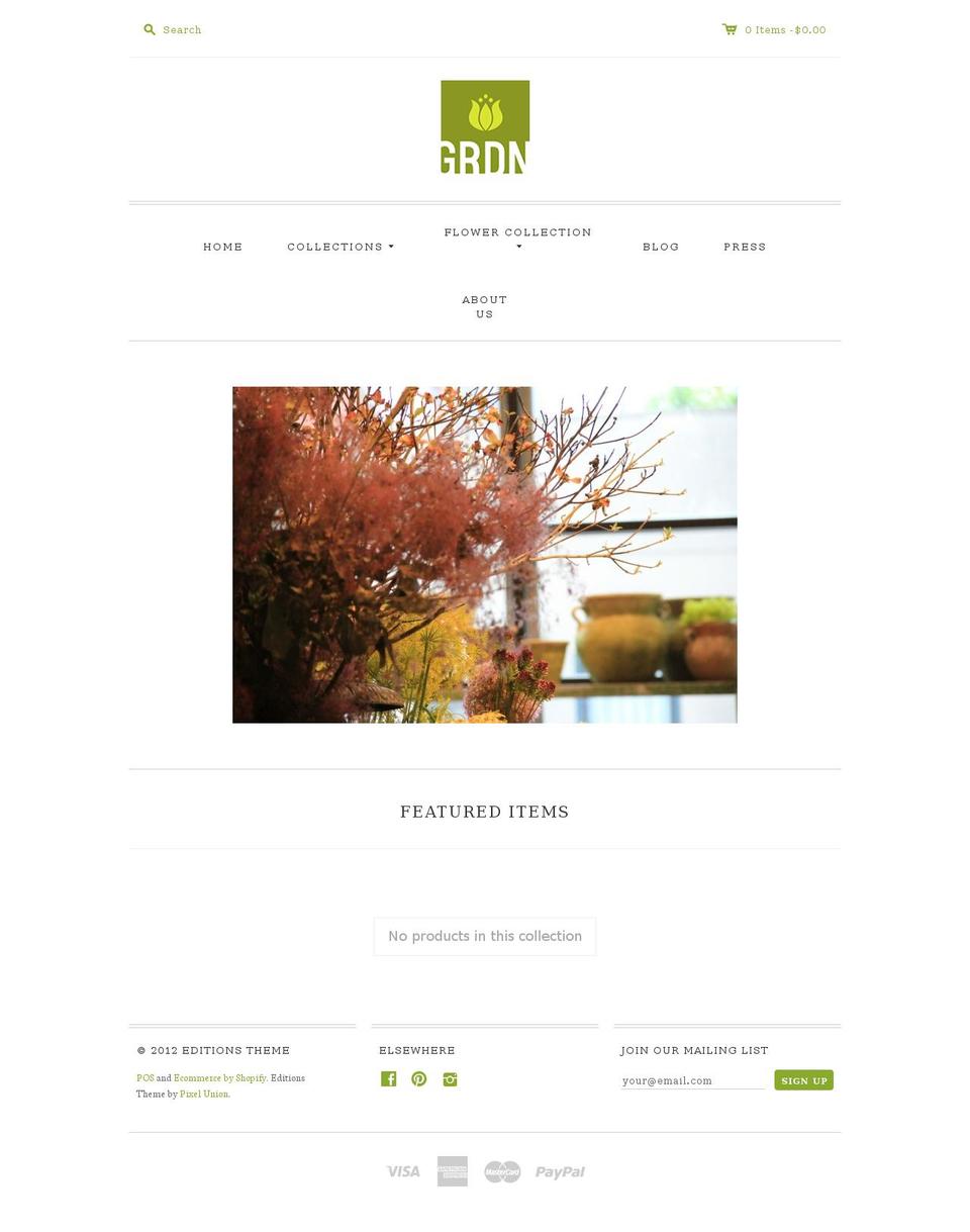 grdnbklyn.com shopify website screenshot