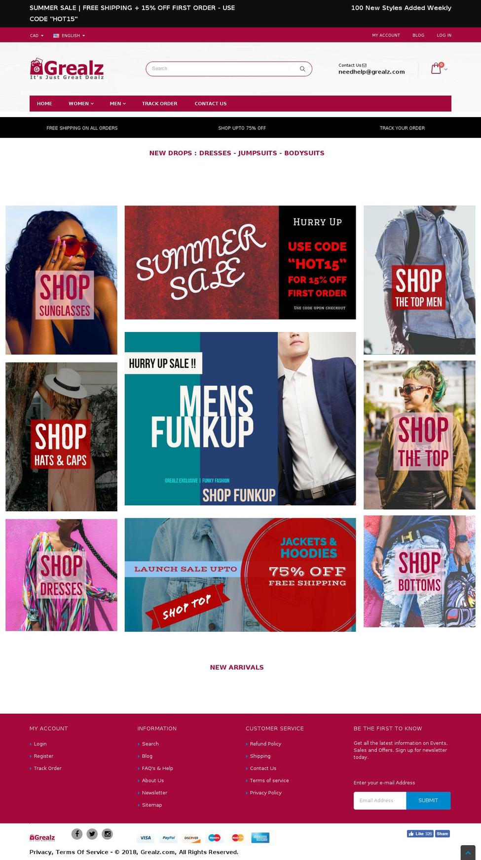 grealz.com — Shopify storefront screenshot