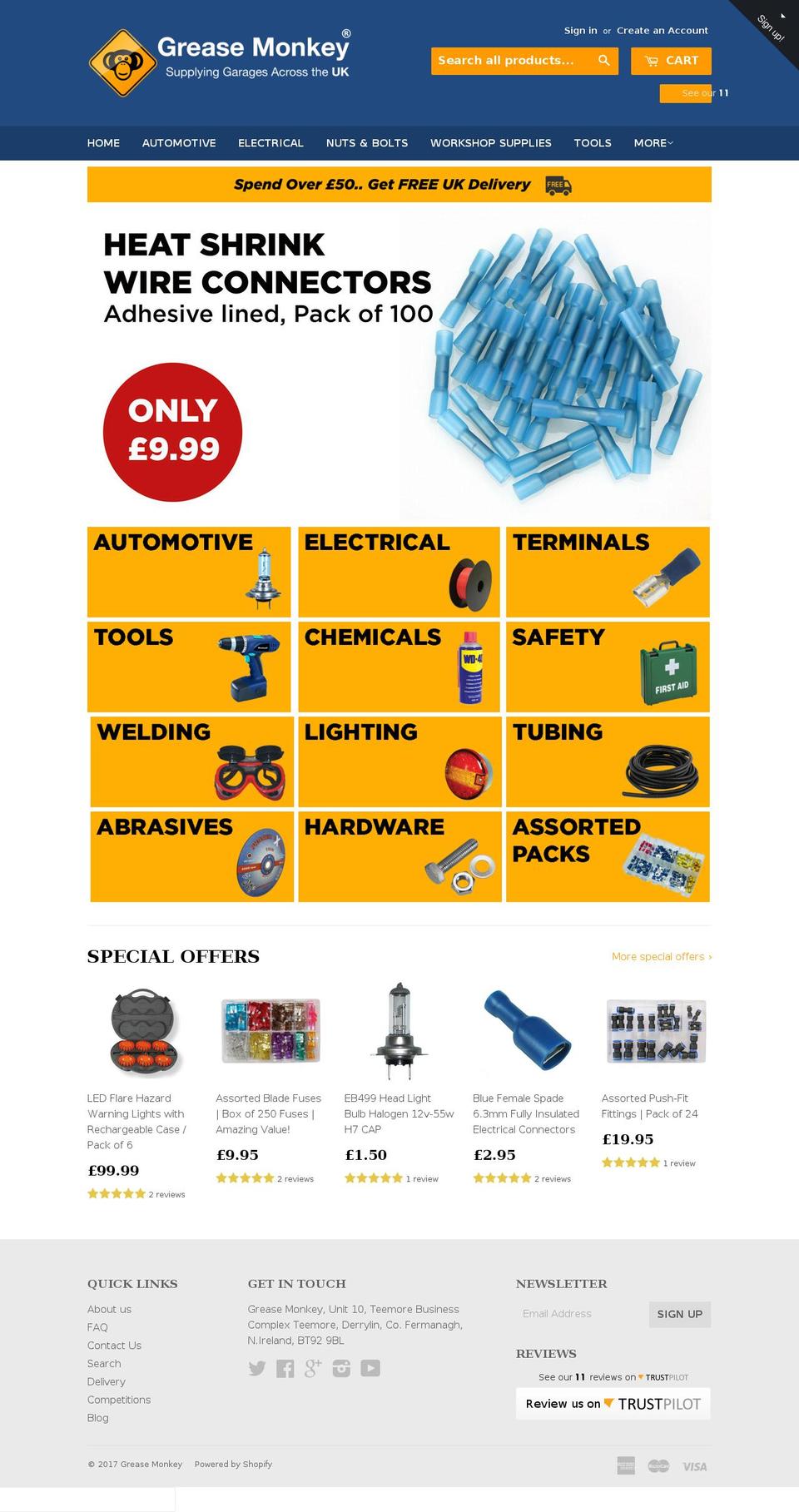 greasemonkeydirect.com shopify website screenshot