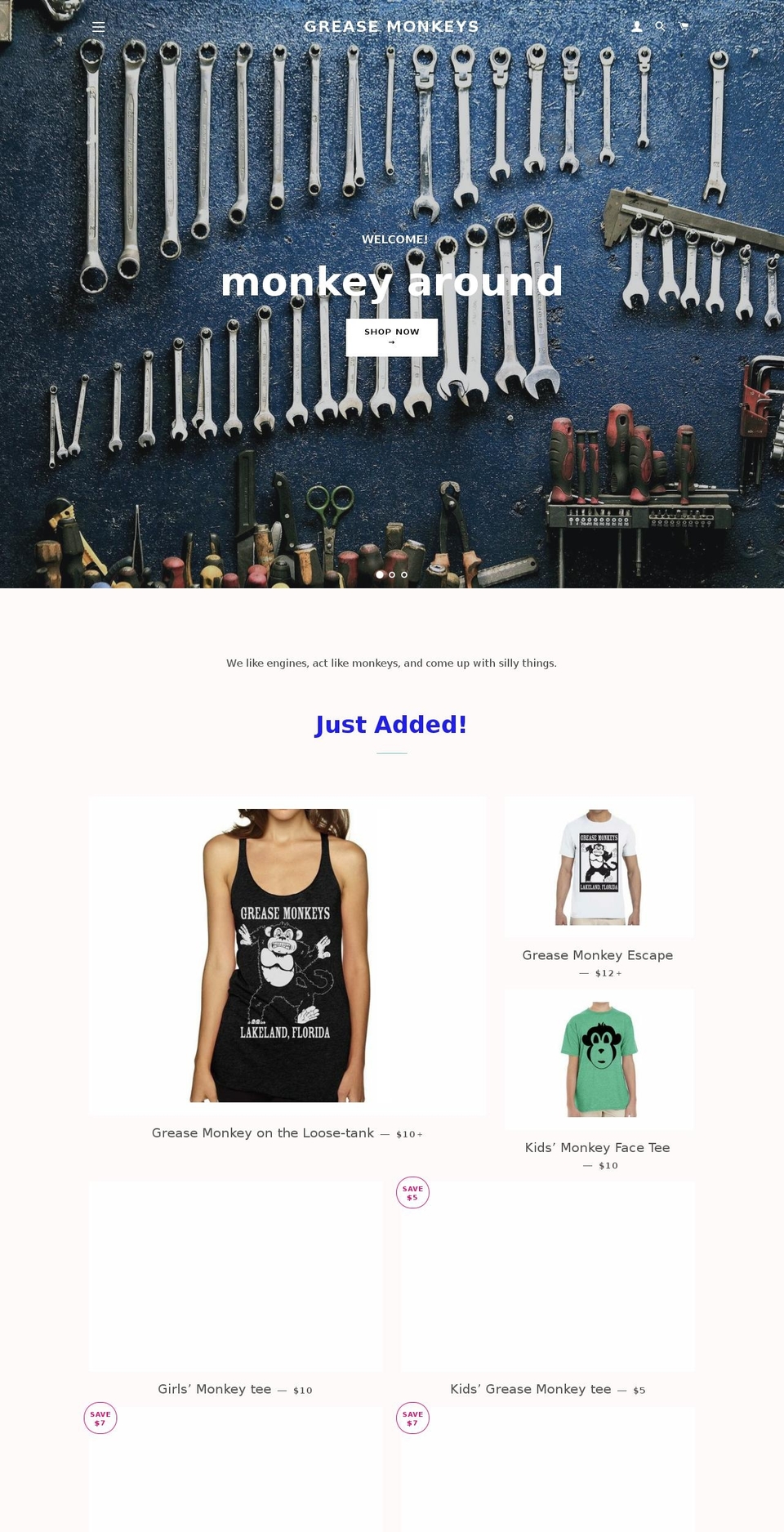 greasemonkeysclothing.com — Shopify storefront screenshot