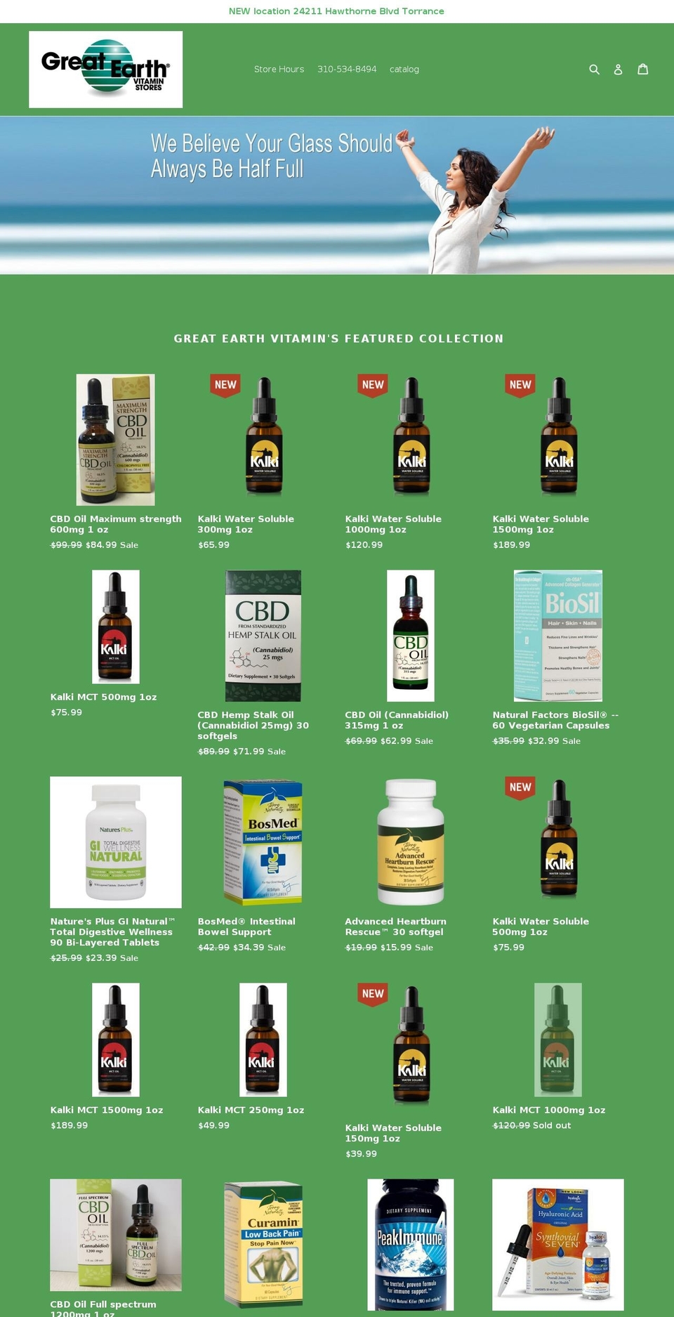great-earth-torrance.com shopify website screenshot