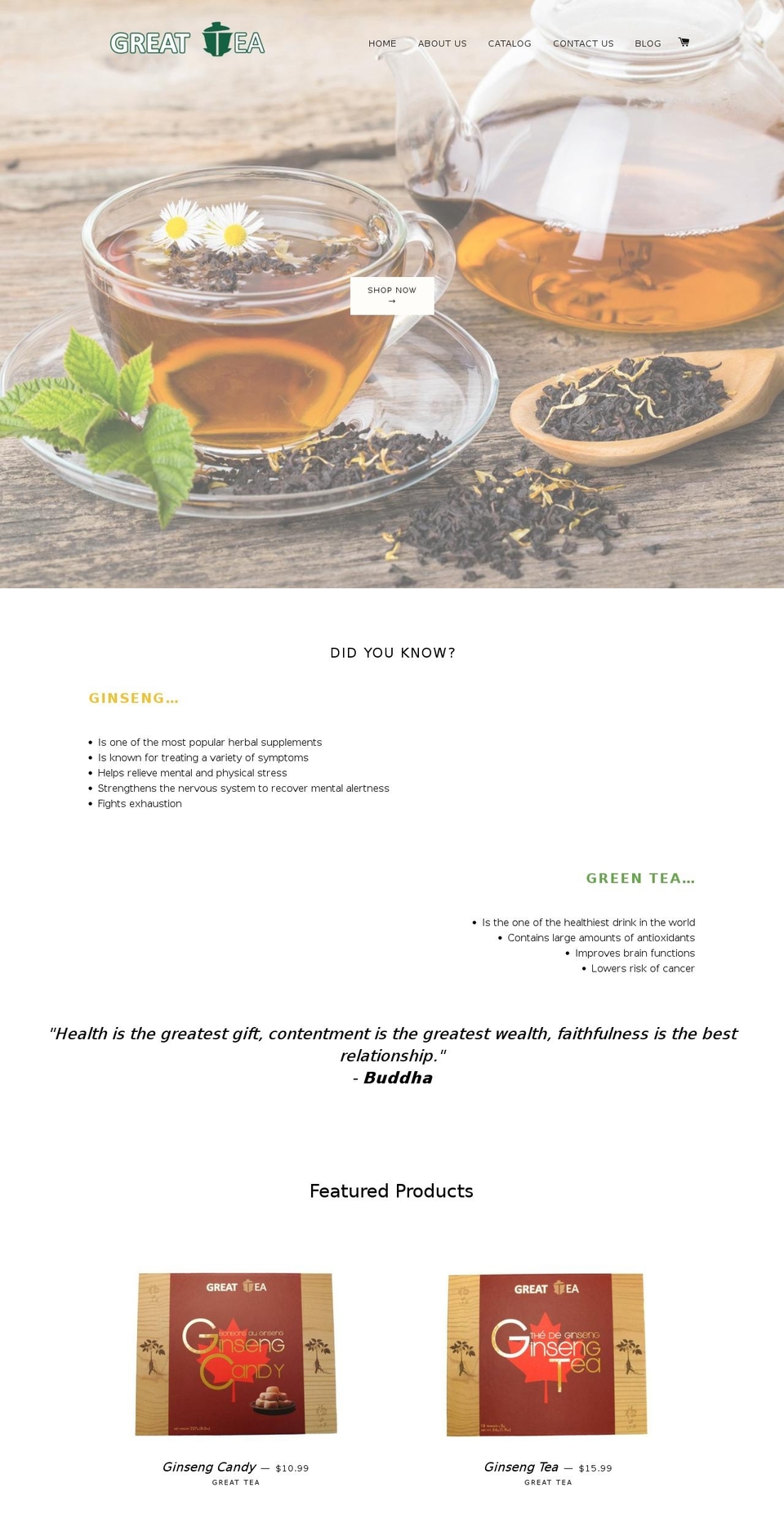great-tea.ca shopify website screenshot