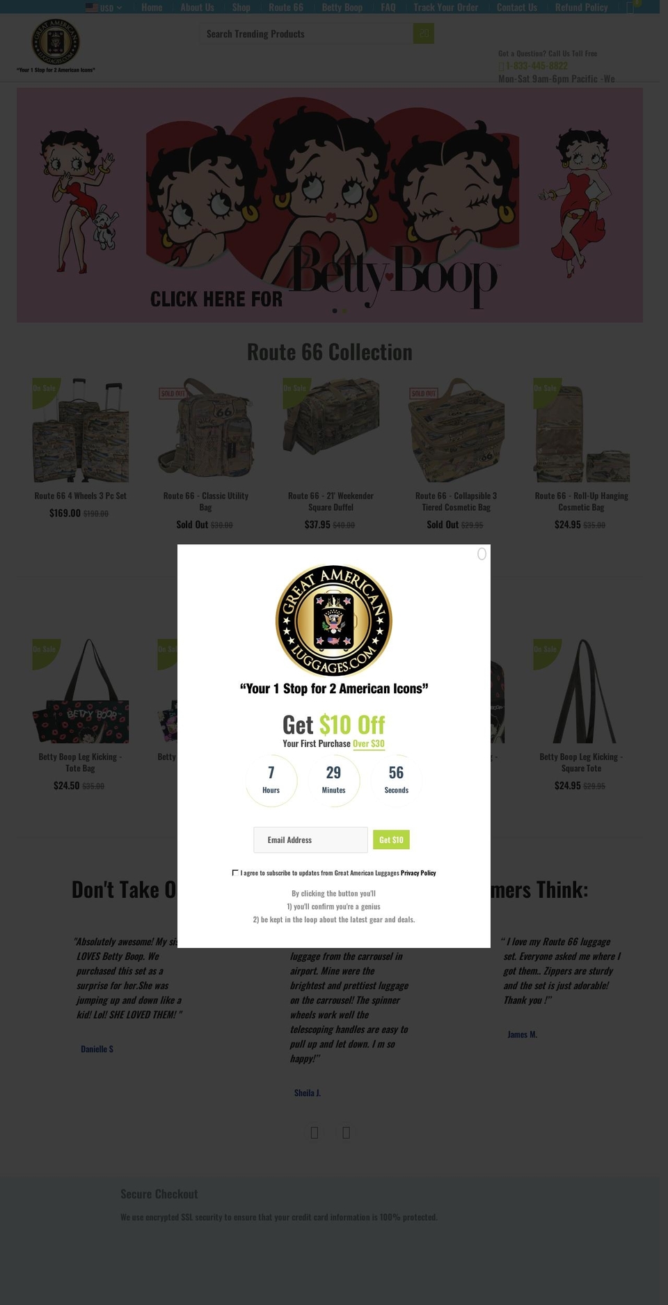 greatamericanluggages.com shopify website screenshot
