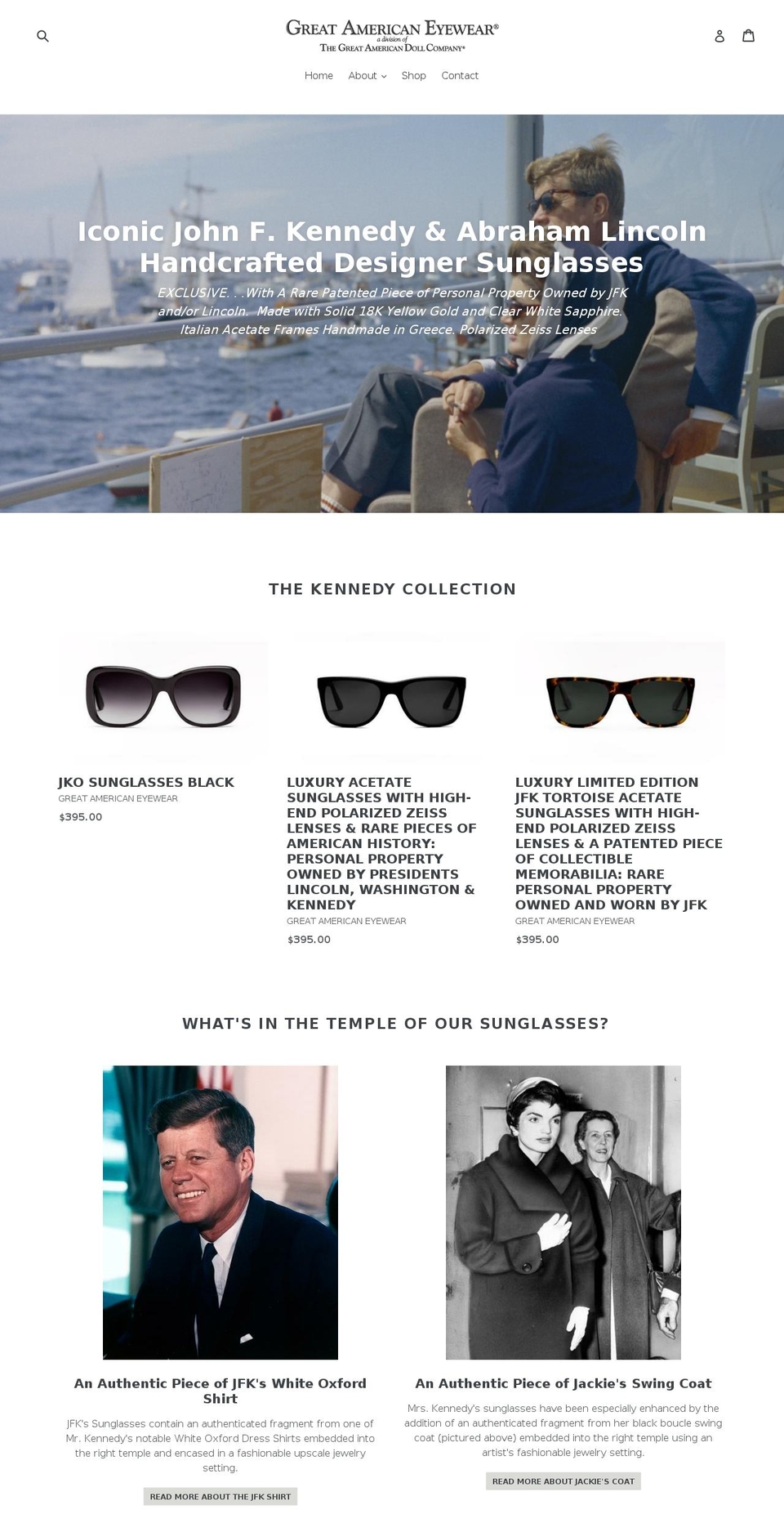 greatamericanoptical.com — Shopify storefront screenshot