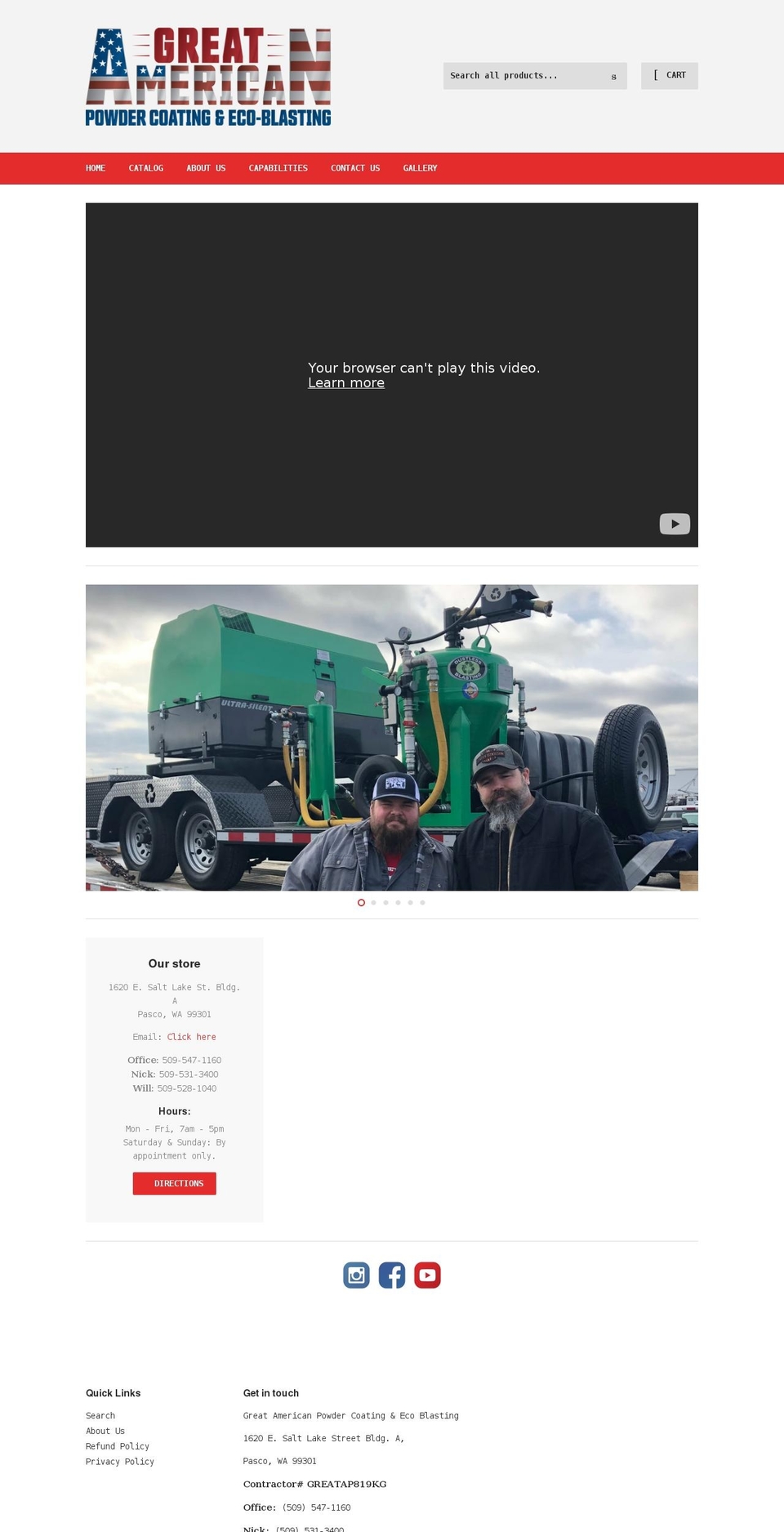 greatamericanpowdercoating.com shopify website screenshot