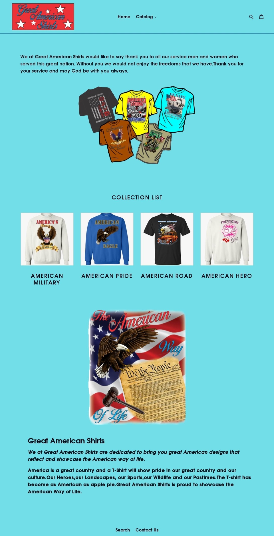 greatamericanshirts.com shopify website screenshot