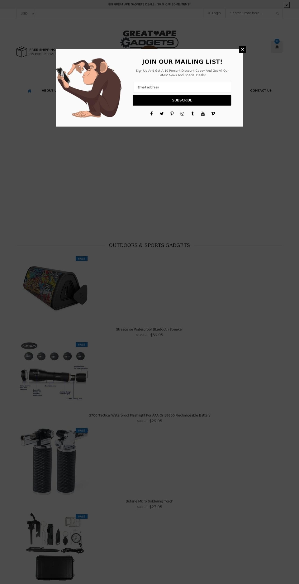 greatapegadgets.com — Shopify storefront screenshot