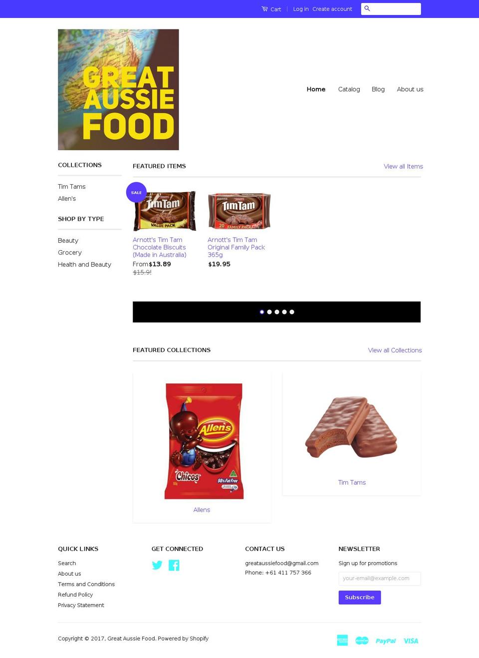 greataussiefood.com shopify website screenshot