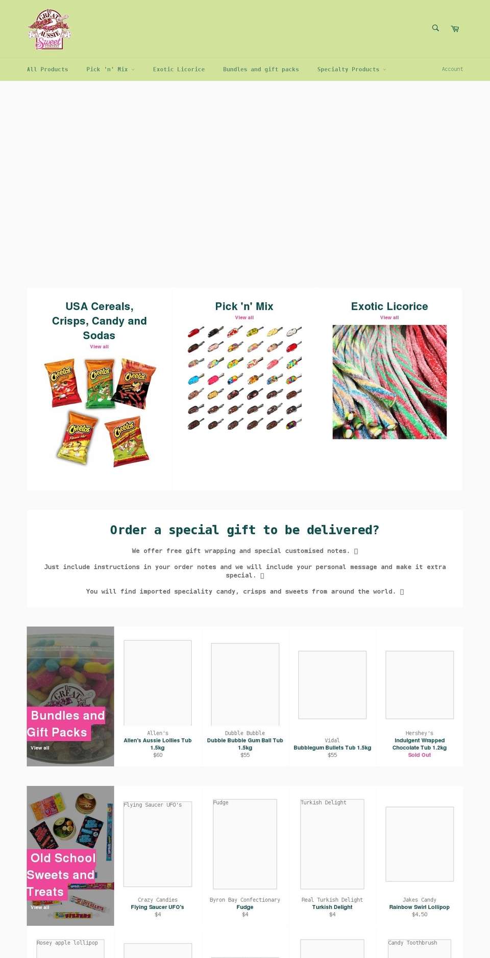 greataussiesweetcompany.com.au shopify website screenshot