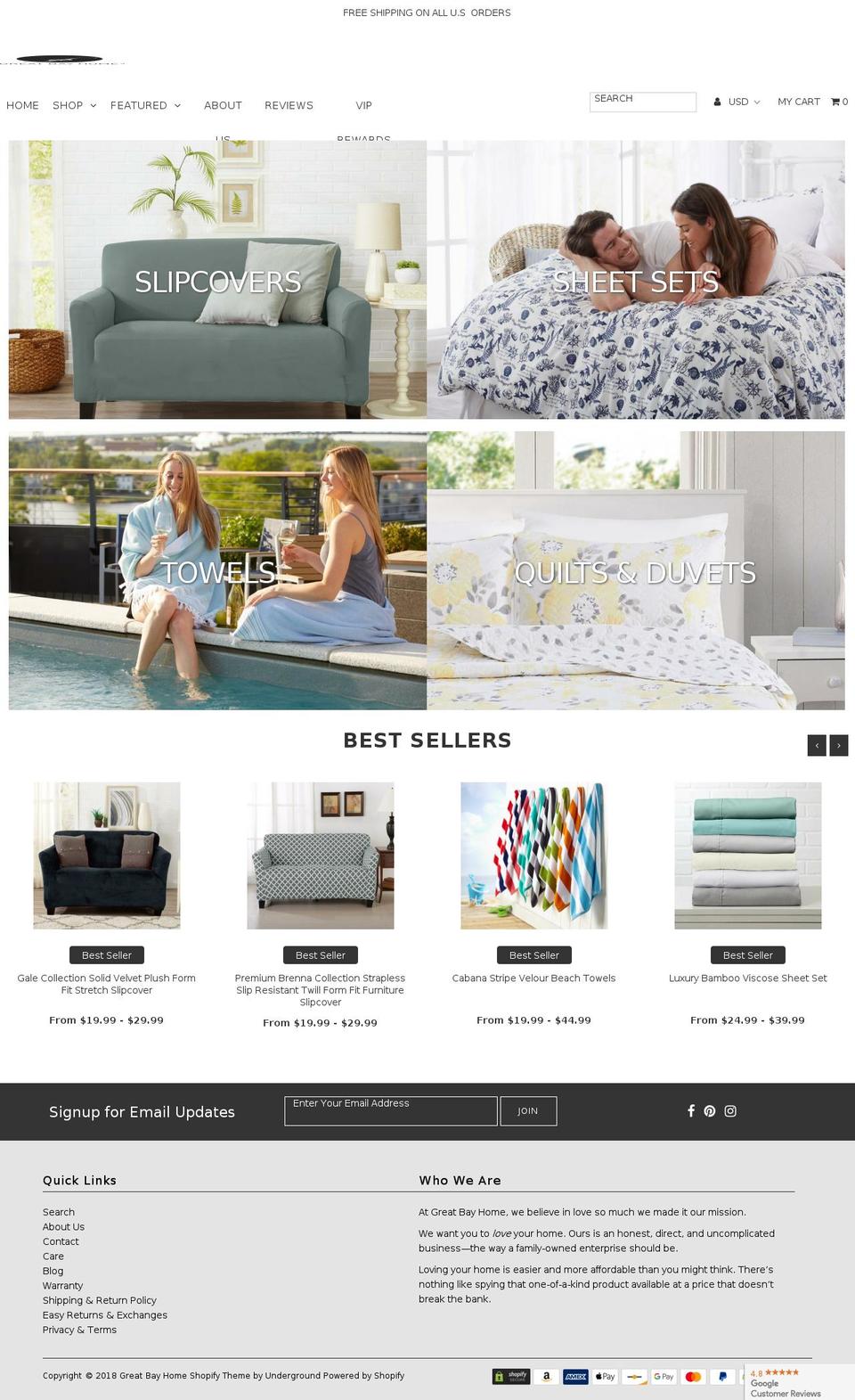 greatbayhome.com shopify website screenshot