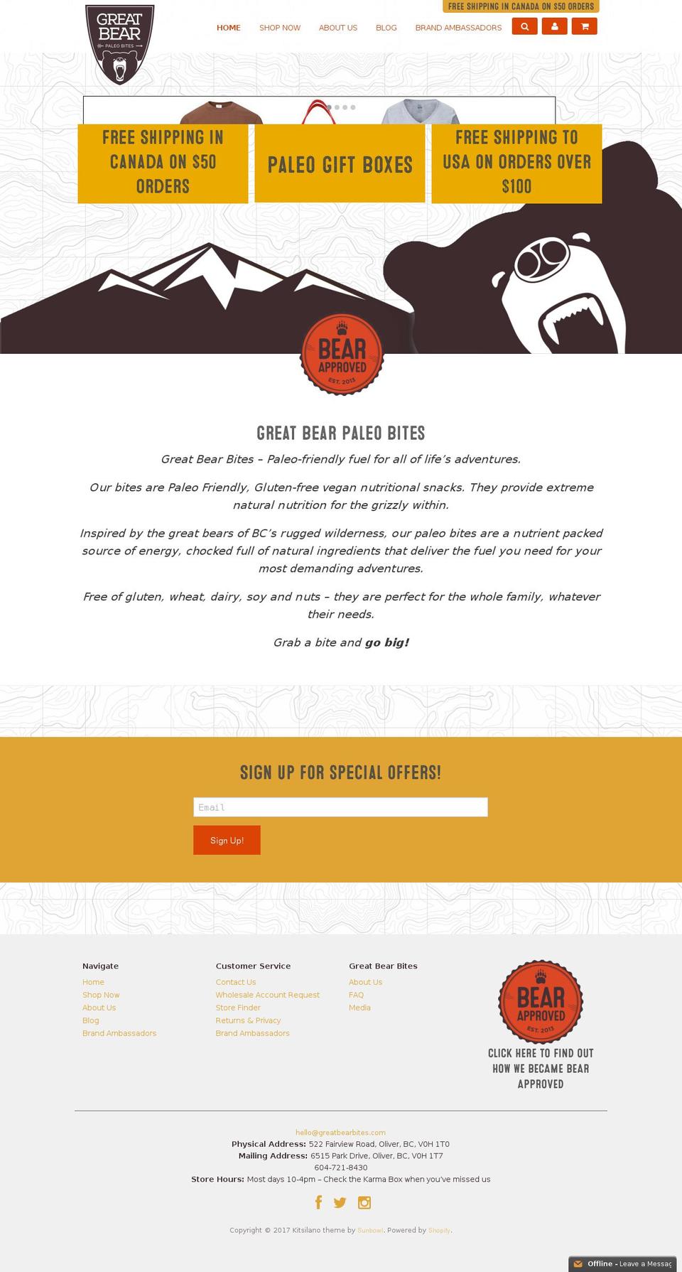 Kitsilano18 ( Active ) Shopify theme site example greatbearbites.com