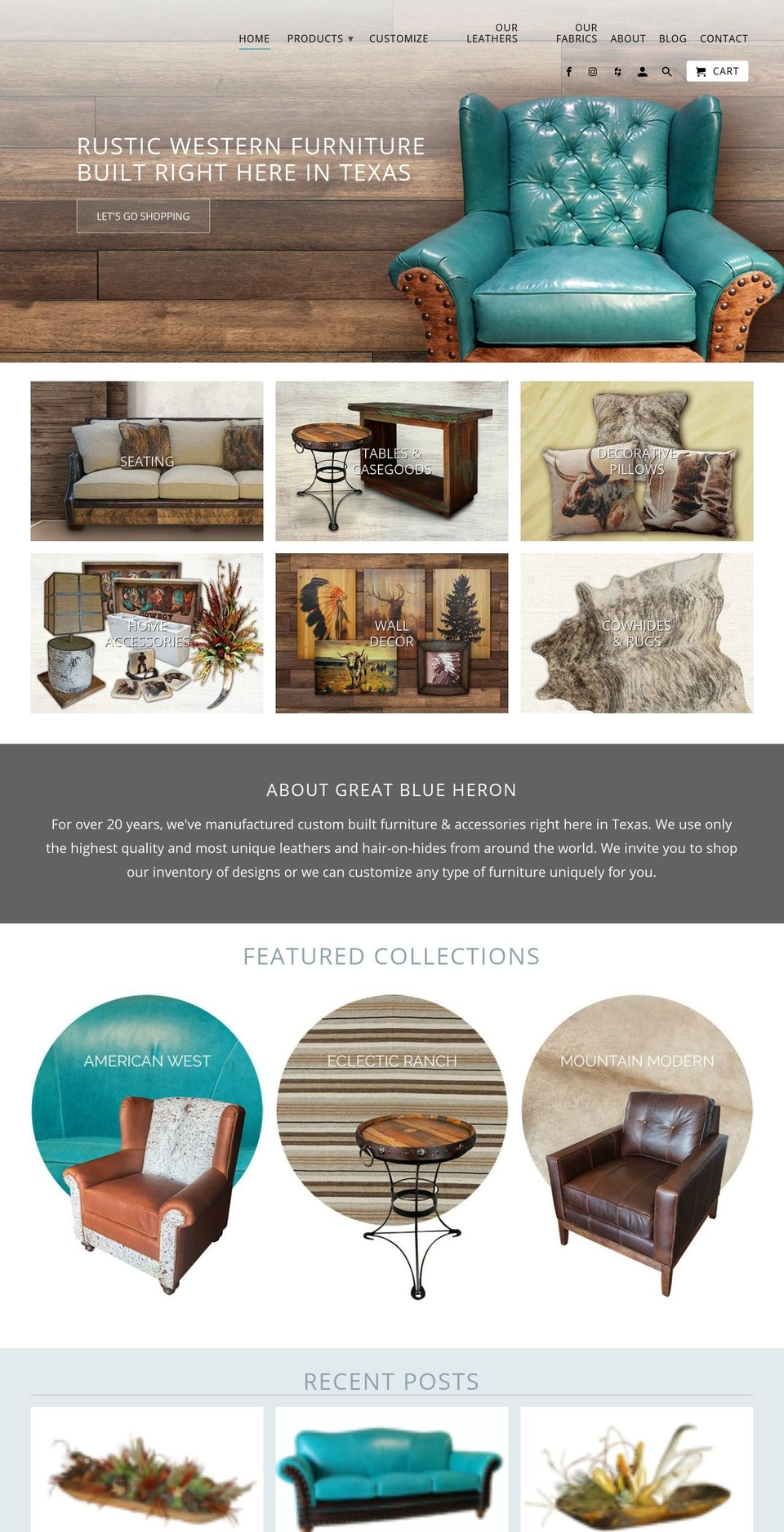 greatblueheronfurniture.com shopify website screenshot
