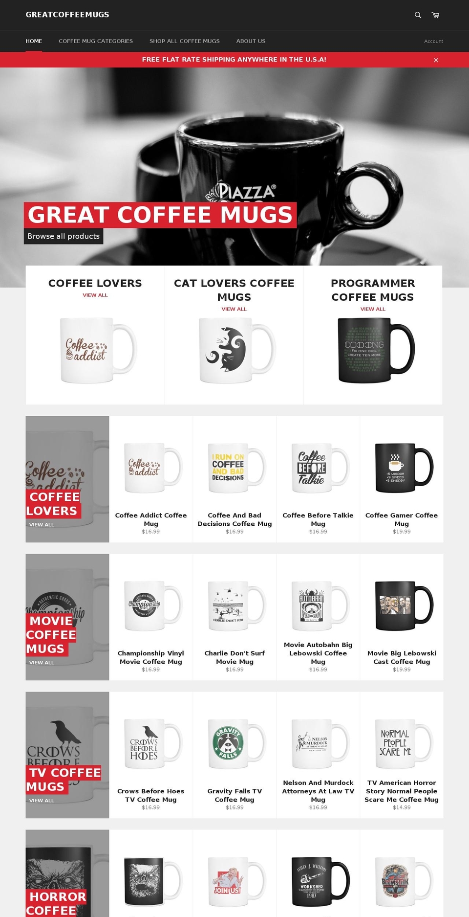greatcoffeemugs.com shopify website screenshot