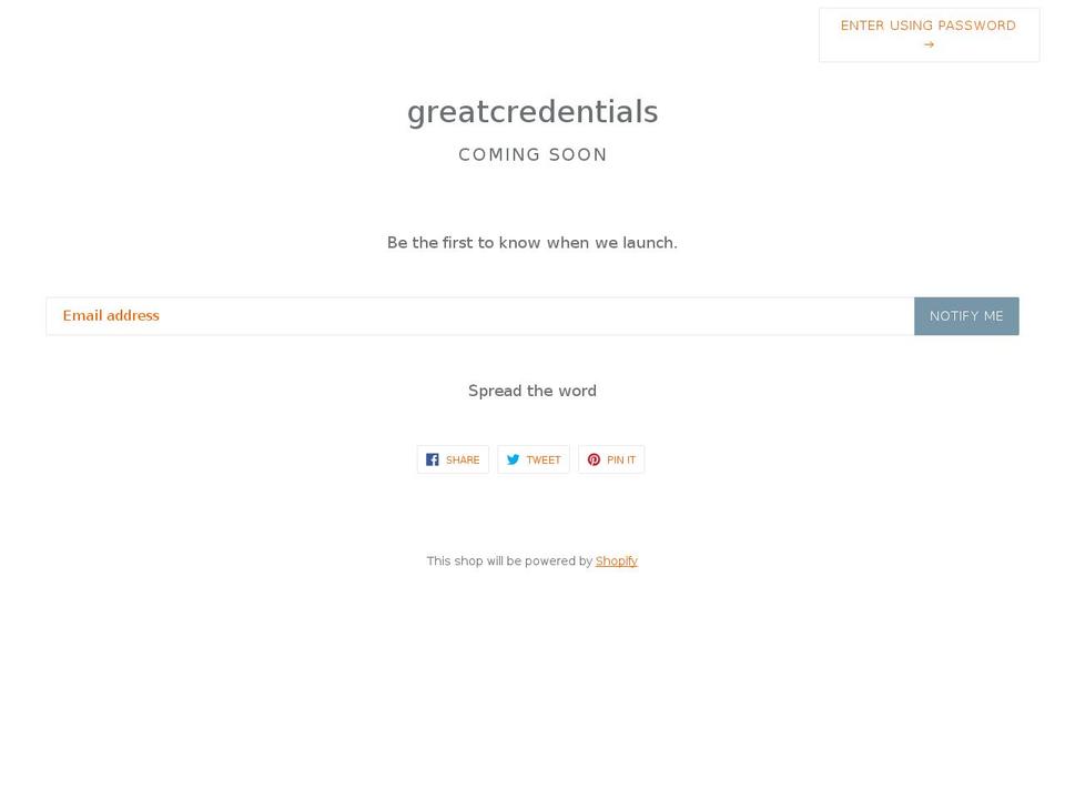 greatcredentials.com — Shopify storefront screenshot