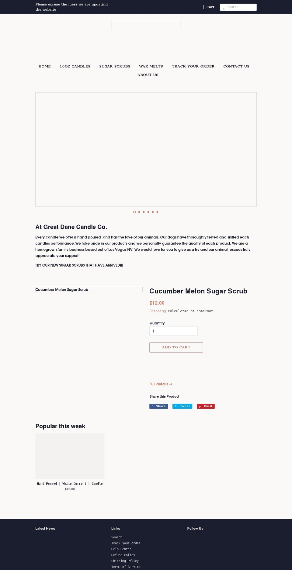 greatdanecandlecompany.com shopify website screenshot