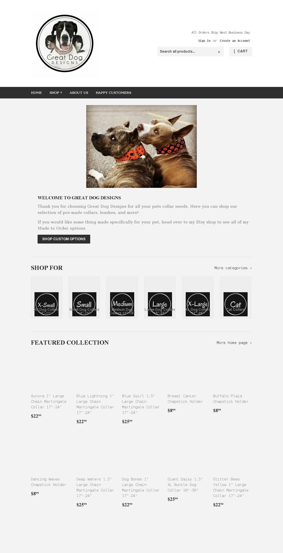 greatdogdesign.com — Shopify storefront screenshot
